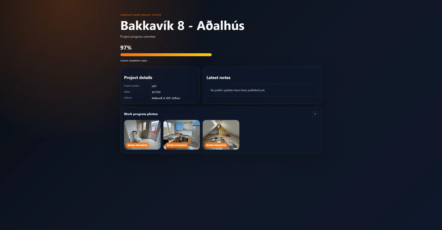 Customer project page